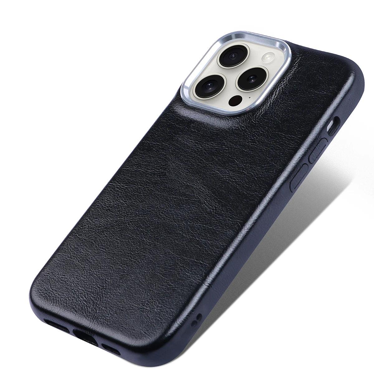 Luxury Classic Retro Textured Metal Frame All Inclusive PU Leather Case For iPhone 15 Pro Max 16 14 Plus 13 12 11