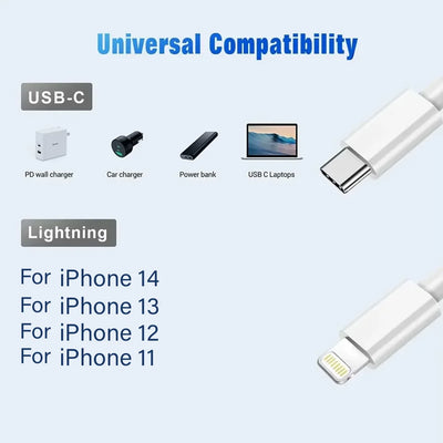 5-1pcs 30W Fast Charging Cable Foe iPhone 13 12 11 14 Pro Max Mini USB C Cable For X XR XS MAX 7 8 14 Plus 6