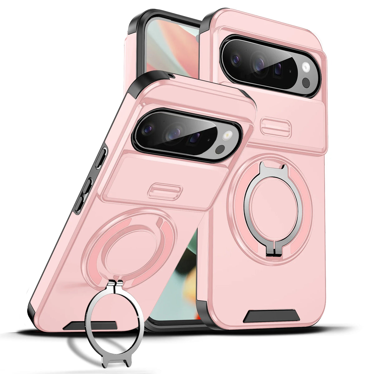 For Google Pixel 10 9 Pro XL Magnetic Bracket Phone Case For Google Pixel 10 9 8 7 Pro 9A 8A Sliding Window Anti Fall Phone Case