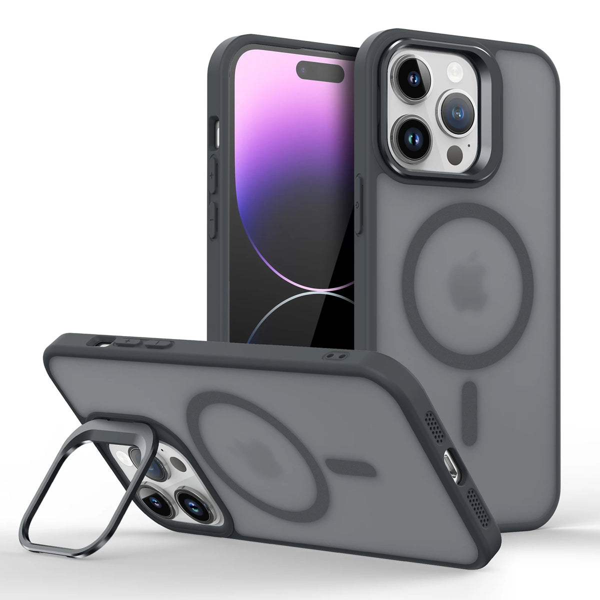 Metal Lens Stand Magnetic For Magsafe Case For iPhone 18 17 Air 16 15 14 13 12 Mini 11 Pro Max Plus Matte Wireless Charge Cover
