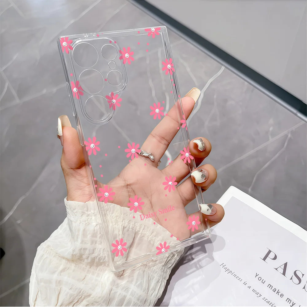 Daisy Smile Print Soft TPU Case for Samsung Galaxy S26 S25 S24 S23 S22 S21 S20 Note 20 Ultra 9 8 10 S8 S9 S10 Plus Clear Cover