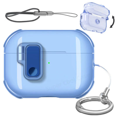 Earphone Case for AirPods Pro 3/Pro 2/4 with Secure Lock Soft TPU Transparent Protective Case with Lanyard for AirPods 4/Pro 3