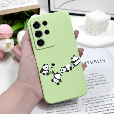 Baby Panda Phone Case For Samsung Galaxy S25 S24 S23 S22 S21 S20 S10 S10E Ultra Plus FE Note 20 Ultra 10 Plus Cover