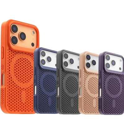 Honeycomb Cooling Heat Dissipation Phone Case For iPhone 17 16 15 14 13 12 18 Pro Max  11 For Magsafe Magnetic Breathable Cover