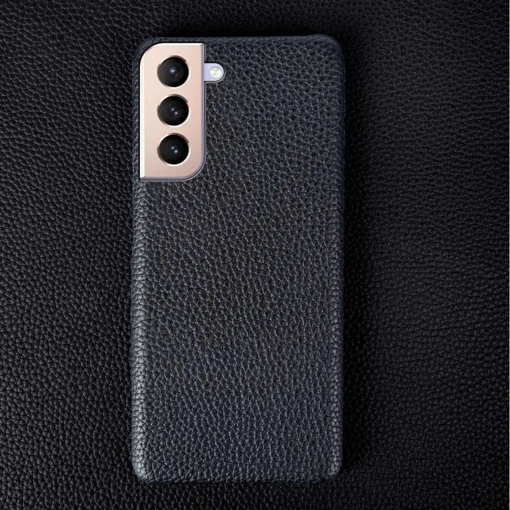 For SAMSUNG S21 CASE Litchi Texture Genuine Leather Cases S26FE S25Ultra S224 Plus S23 S22 Phone Cover Coque Protective Shell