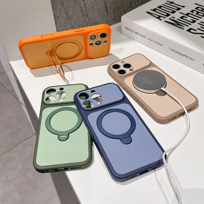 Magnetic Bracket Phone Case For iPhone 17 Air 13 14 15 16 17 Pro Max Matte KickStand For Magsafe Shockproof Stand Holder Cover