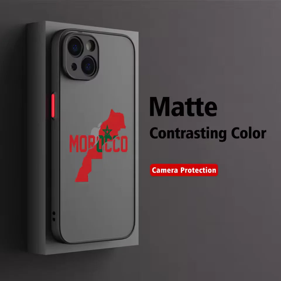 Moroccan Passport Map Phone Case For iPhone 17 16 15 11 12 14 13 Pro Max Mini X XS XR 7 Plus 17E Air Shockproof Hard Matte Cover