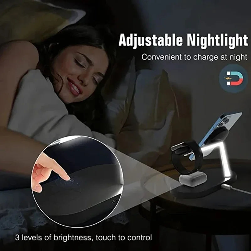 3 in 1 Wireless Charger Stand Magnetic For iPhone 12-17 Fast Charging Station for Apple Watch 11 10 9 8 7 6 5 Airpods 2 3 Pro