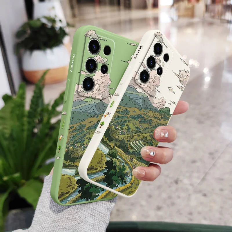 Pastoral Scenery Phone Case For Samsung Galaxy S25FE S24 S23 S22 S21 S20 S10 S10E S9 Ultra Plus FE Note 20 Ultra 10 9 Plus Cover