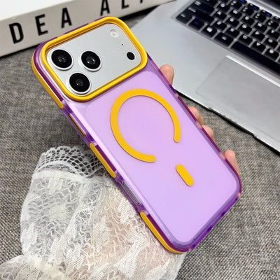 Dopamine Color Block Magnetic Phone Case for iPhone 17/17 Pro Max,16 Pro, 15 14, 13 Translucent Matte Full-Coverage Shockproof Cover with Raised Camera Protection, Compatible with MagSafe Wireless Charging