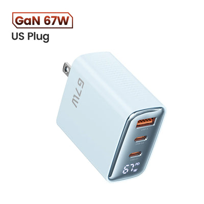 Toocki 67W GaN Charger Digital Display Quick Charge 4.0 3.0 Fast Type C USB Charger for Laptop iPhone Samsung Xiaomi Realme POCO
