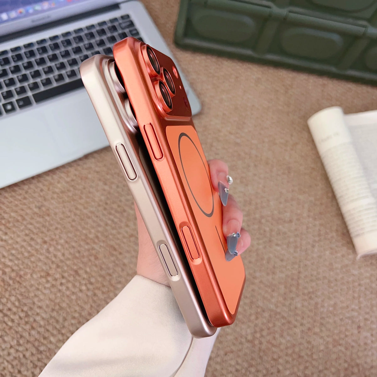 Instantly Change 17 Ultra Thin Metallic Paint Magnetic Case For iPhone 18 17 16 15 14 13 Pro Max Lens Protect For Magsafe Cover