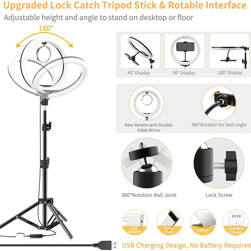16cm 26cm 33cm LED Ring Lights Dimmable Led Round Photography Fill Light With Phone Holder Clip For Youtube Video Live Lamp