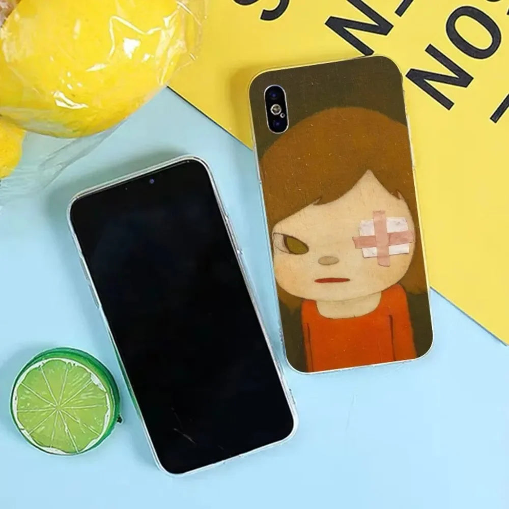 Yoshitomo Nara Phone Case for iPhone 17 16 15 14 13 12 11 Pro Mini MAX Plus XR Silicone Transparent Soft Cover