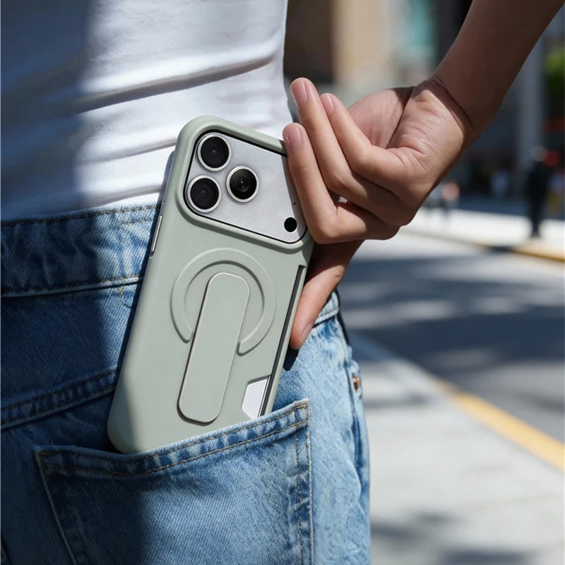 Soft Liquid Silicone Magnetic Case for Magsafe iPhone 17 16 15 14 13 Pro Max Strap Holder Card Slot Shockproof Cover