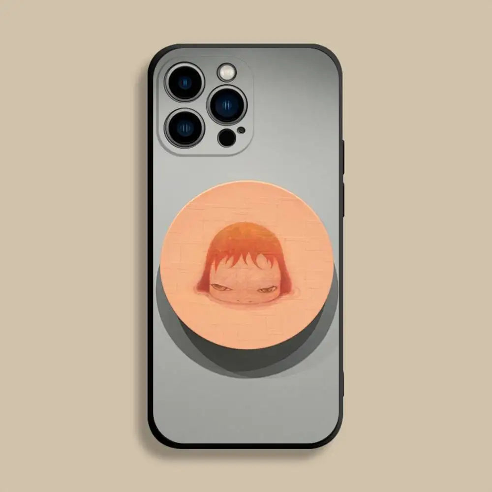 Y-Yoshitomos Art N-Nara Phone Case For iPhone 17,16,15,14,13,12,Pro,Max,Plus,E,SE4,Air,Mini Black Soft Cover