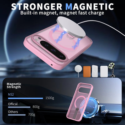 Luxury High Transparent Case For Google Pixel 11 10 9 Pro XL 5G 9A 10A Magnetic Wireless Charging With Holder Shockproof Cover