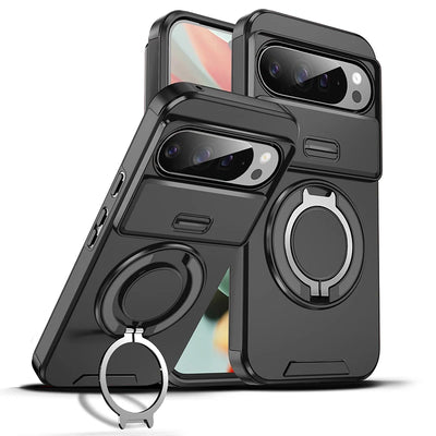 Armor Magnetic Ring Bracket Case For Google Pixel 11 10 9 Pro XL 10Pro For Pixel 9A 8A 7 Pixel 10 11 Pro Slide Lens Protect Case