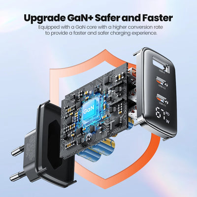 Toocki GaN USB C Charger 33W/67W Digital Display PD QC Fast Charging 40W Type C Phone Charger for iPhone 17 16 15 Samsung Xiaomi