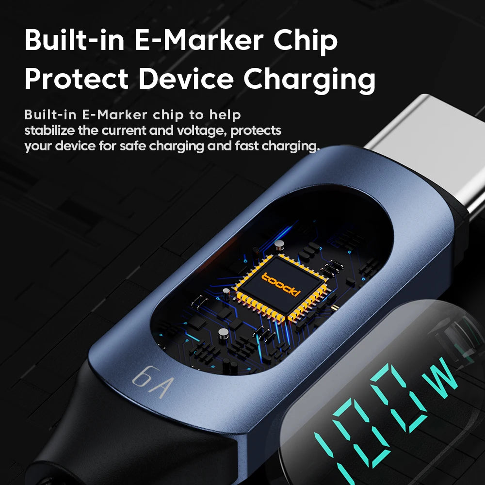 Toocki Type C to Type C Cable 100W PD Fast Charging Charger USB C to USB C Display Cable For iPhone Samsung Huawei OPPO ViVO