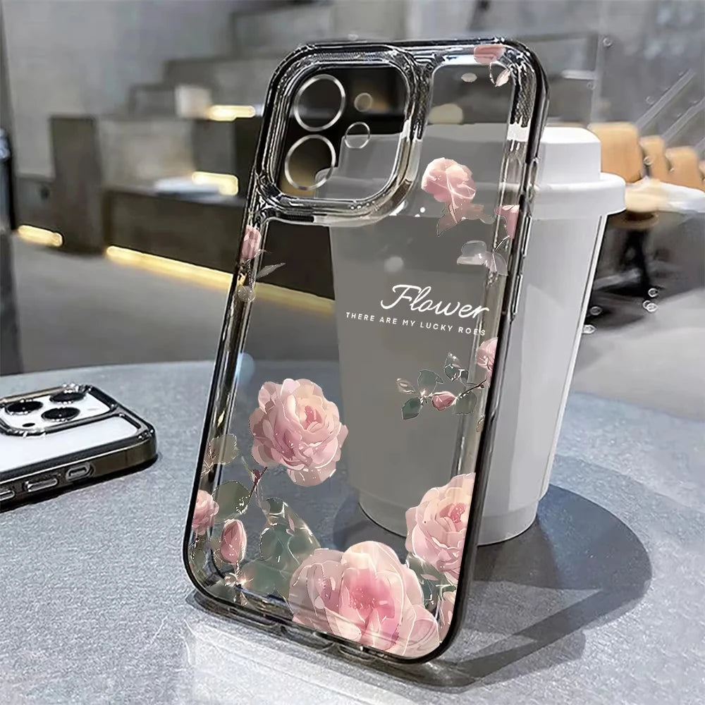 Lotus Flower Transparent Phone Case For iPhone 17 13 16 Pro 18 15 11 12 14 Pro Max 7 8 Plus Air 16e XR SE Shockproof Cover Coque