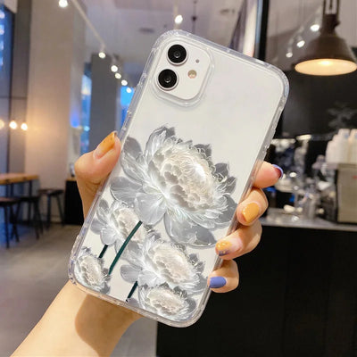 Flower Phone Case For iPhone 17 Case iPhone 15 13 14 18 11 12 16 Pro Max 7 8 Plus 13 Mini XR SE Soft Silicone Transparent Cover