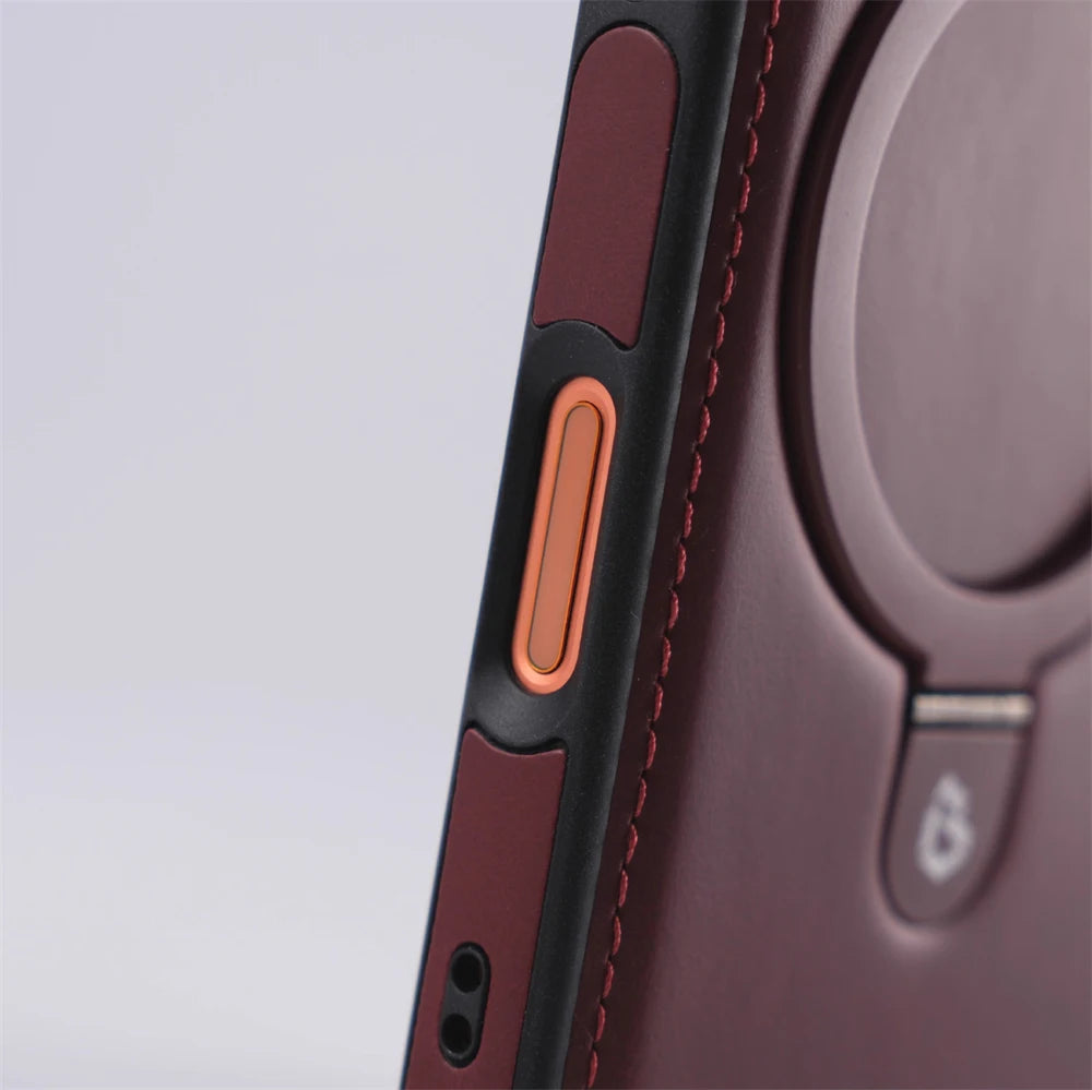 Magnetic Ring Stand PU Leather Shockproof Case For iPhone 18 17 Pro Max 16 15 14 13 12 Plus For Magsafe Wireless Charging Cover