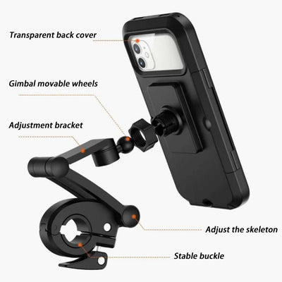 Motorcycle Bike Mobile Phone Holder Support Universal Bicycle 360° Swivel Adjustable Waterproof GPS Motorcycle Cellphone Holder