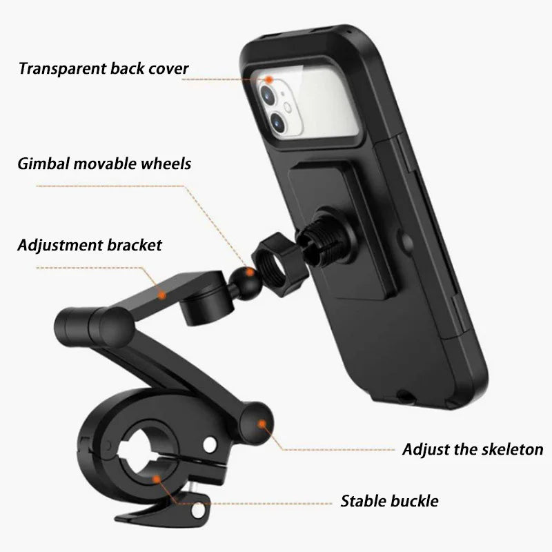 Motorcycle Bike Mobile Phone Holder Support Universal Bicycle 360° Swivel Adjustable Waterproof GPS Motorcycle Cellphone Holder