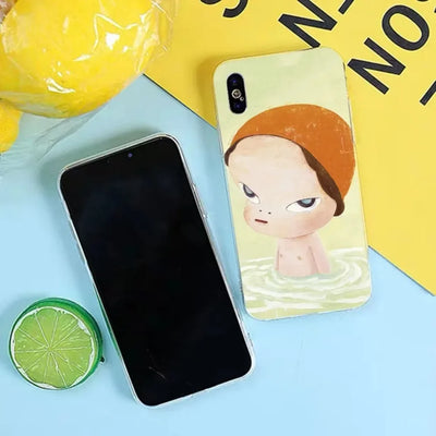 Yoshitomo Nara Phone Case for iPhone 17 16 15 14 13 12 11 Pro Mini MAX Plus XR Silicone Transparent Soft Cover