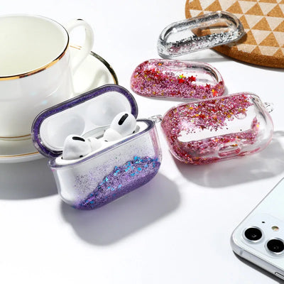 Guicksand Glitter Sequin Earphone Cover For Apple AirPods Pro 3 2 Air Pods 4 3 2 1 Crystal Hard Transparent Protective Case