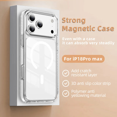 Luxury Clear for Magsafe Magnetic Case For iPhone 18 17 Pro Max 18pro 17pro Coque Wireless Charging Candy Frame Shockproof Cover