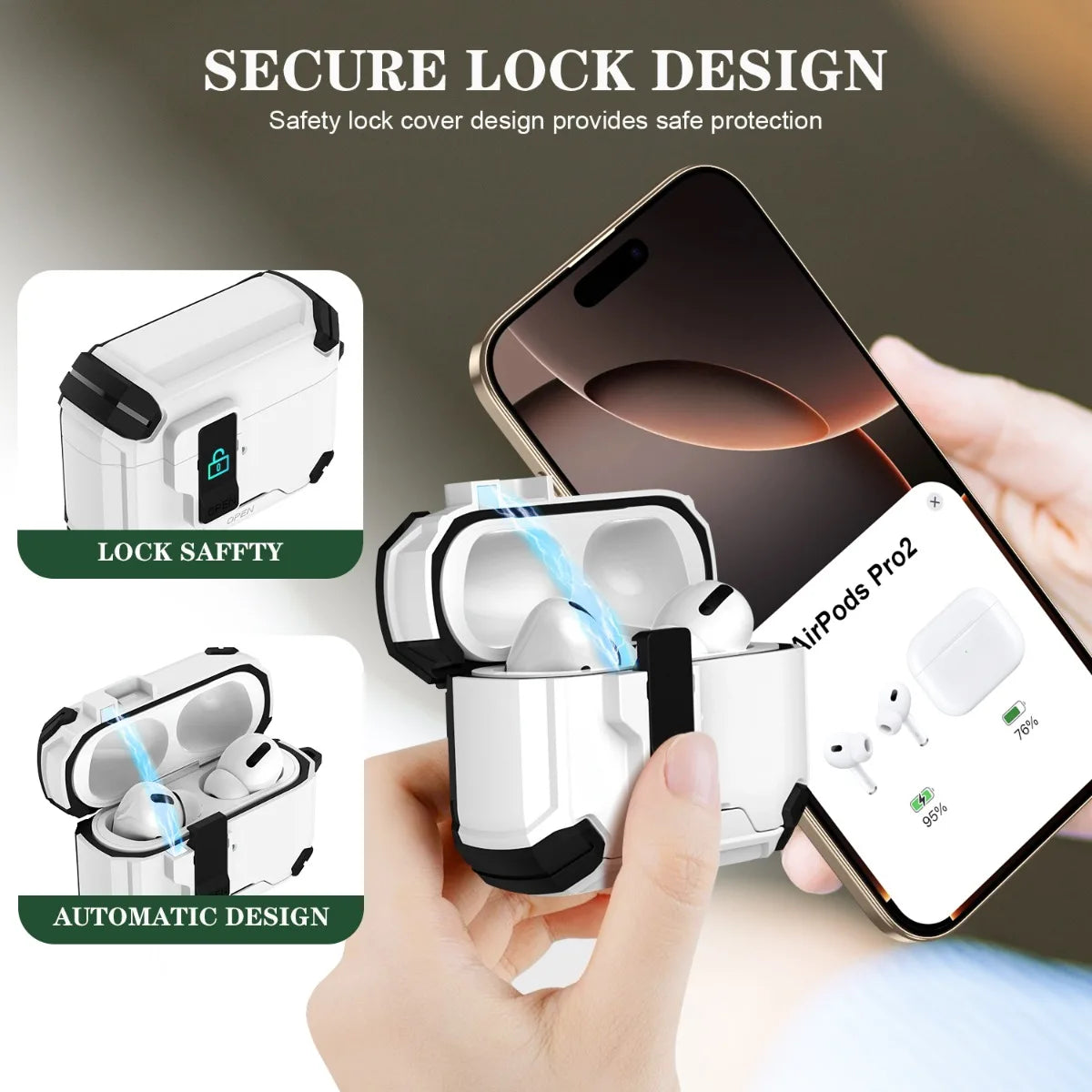 Phone Holder Security Lock Cover For AirPods Pro 3 2025 Case For AirPods Pro3 Pro 3rd Gen 2025 Cases Shockproof  Headphone Cover