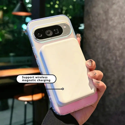 Laser Gradient For Magsafe Magnetic Silicon Case For Google Pixel 10 9 Pro XL 10 9 Pro 9A Wireless Charge Colorful Frosted Cover