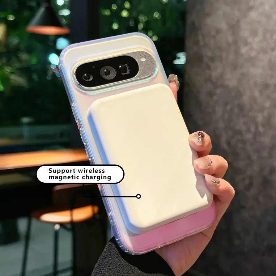 Laser Gradient For Magsafe Magnetic Silicon Case For Google Pixel 10 9 Pro XL 10 9 Pro 9A Wireless Charge Colorful Frosted Cover