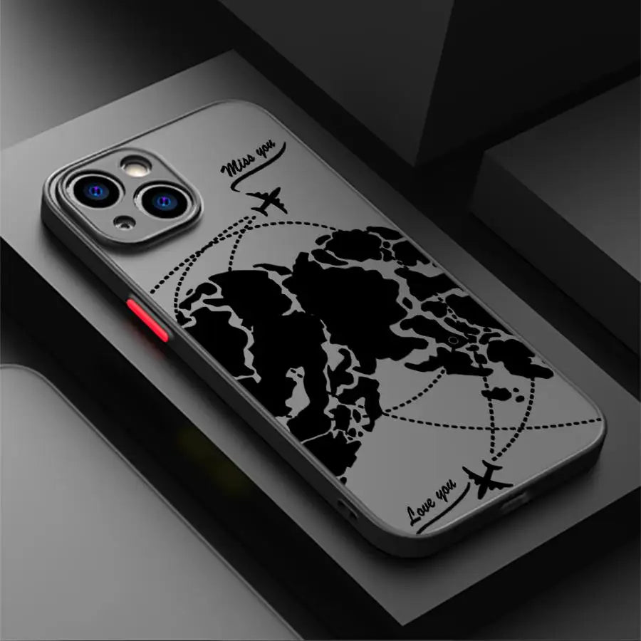 Airplane World Travel Case for iPhone 17 Pro Max XS XR 7 8 SE 12 13 Mini Air 15 11 16 Plus 14 Funda Back Phone Cover