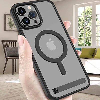 Magnetic Mobile Phone Case with Stand for iPhone 17 16 14 Plus 15 13 Pro Max 12 11 Cases Protective Apple Cover with Kickstand