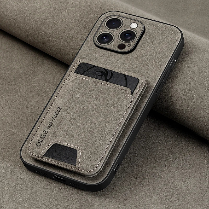 Luxury leather card holder phone case for iPhone 16E 16 17 15 14 13 11 Pro max wallet card bag PU leather shockproof back cover