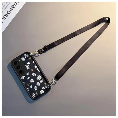 S 23 White Flower New Sky Eye Lanyard Phone Case For Samsung S23 S23FE S24 S24Plus S23Plus S21FE S22Plus S21 S22 S23Ultra Cover