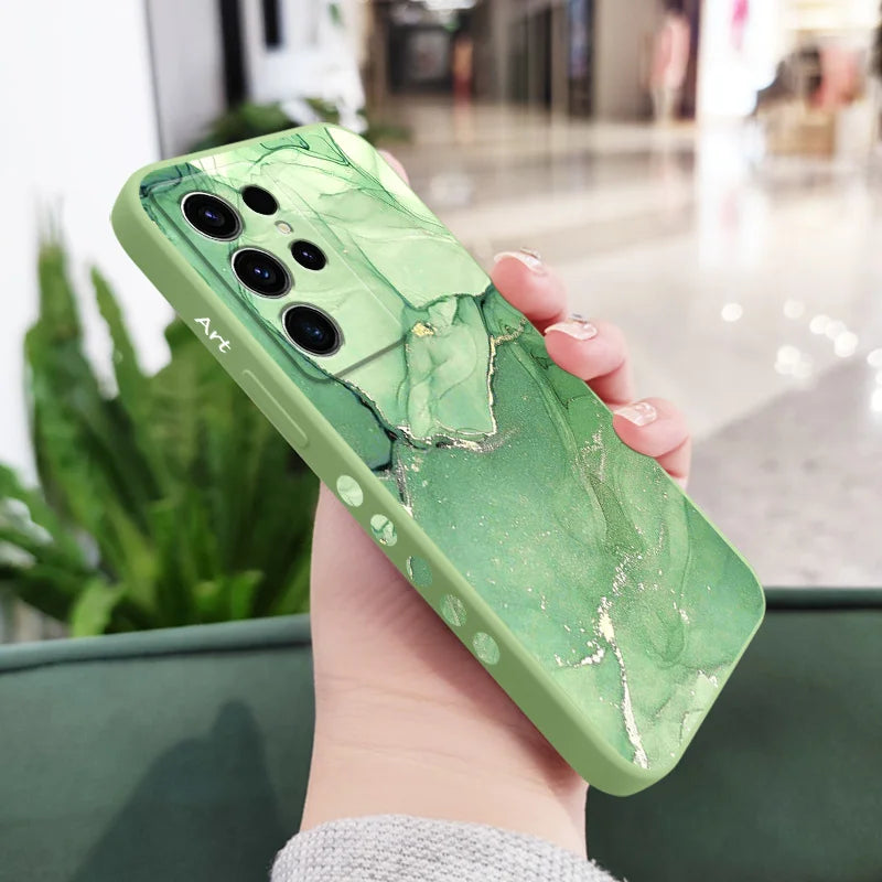 Marble Texture Phone Case For Samsung Galaxy S25 S24 S23 S22 S21 S20 S10 S10E Ultra Plus FE Note 20 Ultra 10 Plus Cover