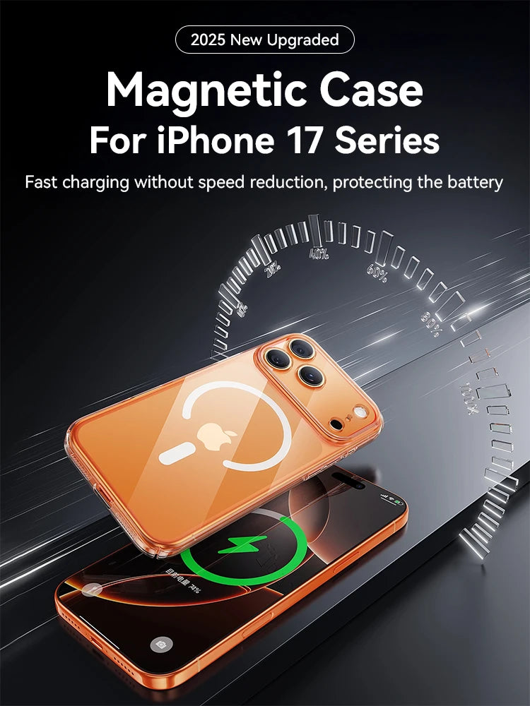 Joyroom Magnetic Case For iPhone 18 Pro Max Case Anti Yellow Transparent Cover For iPhone 18 17 16 15 Pro Wireless Charger Cover