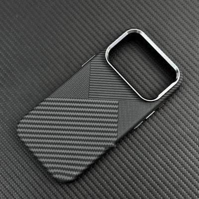 Carbon Fiber Texture Magnetic Case For iphone 17 18Pro Max 16 18 Pro 15 14 13 Ultrathin Alloy Lens Wireless Charge Hard Cover