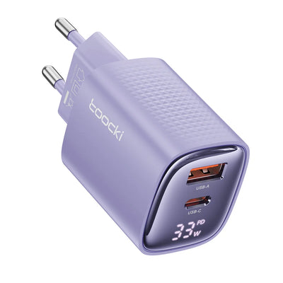 Toocki GaN USB Charger 33W Digital Display QC3.0 PD Fast Charger Type C for iPhone 15 14 13 Pro Max Smausng Xiaomi Honor POCO