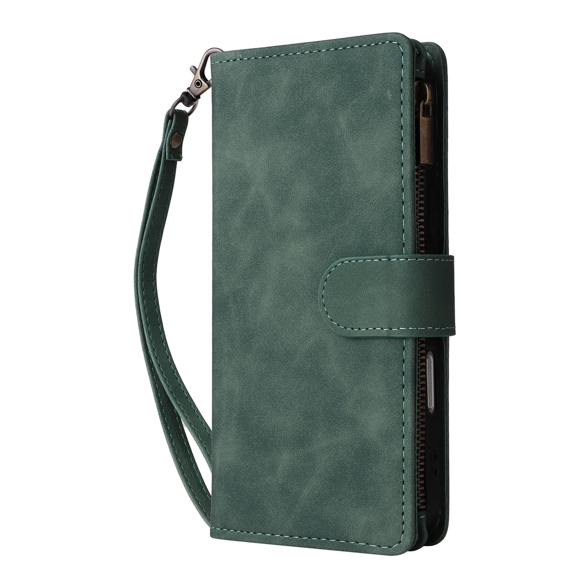 Premium Leather Wallet Case For iPhone 16 15 14 13 12 11 17 Pro Max Plus 17Air 16e Zipper Wallet Card Slots Magnetic Flip Cover