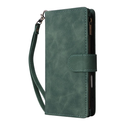Premium Leather Wallet Case For iPhone 16 15 14 13 12 11 17 Pro Max Plus 17Air 16e Zipper Wallet Card Slots Magnetic Flip Cover