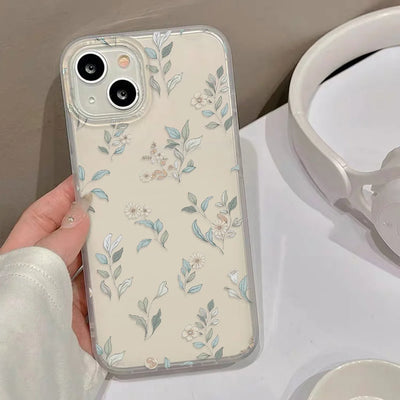 Flower Phone Case For iPhone 16 Pro Case iPhone 17 18 15 13 11 12 14 Pro Max Mini Shockproof Matte Transparent Aesthetic Cover