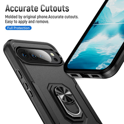 Military Heavy-Duty Magnetic Ring Stand Case For Google Pixel 10 9 8 7 6 A Pro XL Rugged Matte Hybrid Shockproof Defender Cover