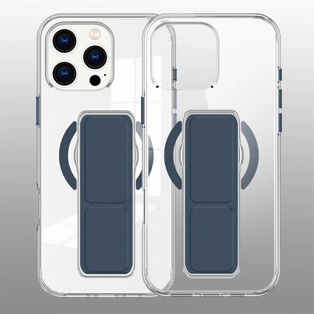 Luxury Folding Wristband Stand Magnetic Phone Case For iPhone 17 18 Pro Max 15 16 Plus 14 13 12 Shockproof Protective Back Cover