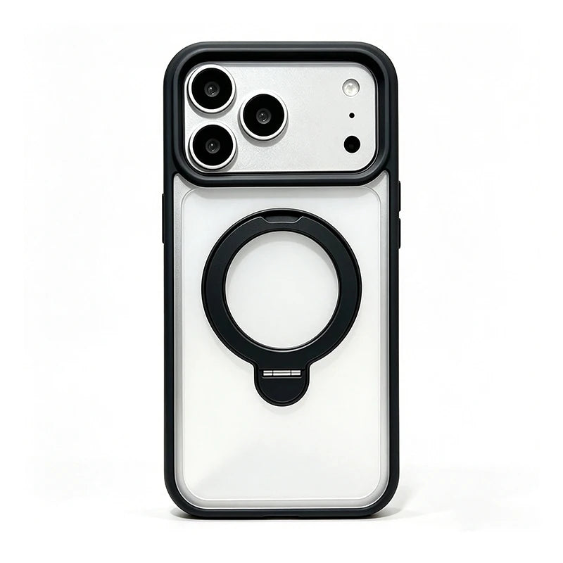 Magnetic Phone Case With 360 Rotatable Metal Kickstand, Clear Shockproof Protective Cover With IPhone 17 Pro Max 16 15 14 13 12 All Models