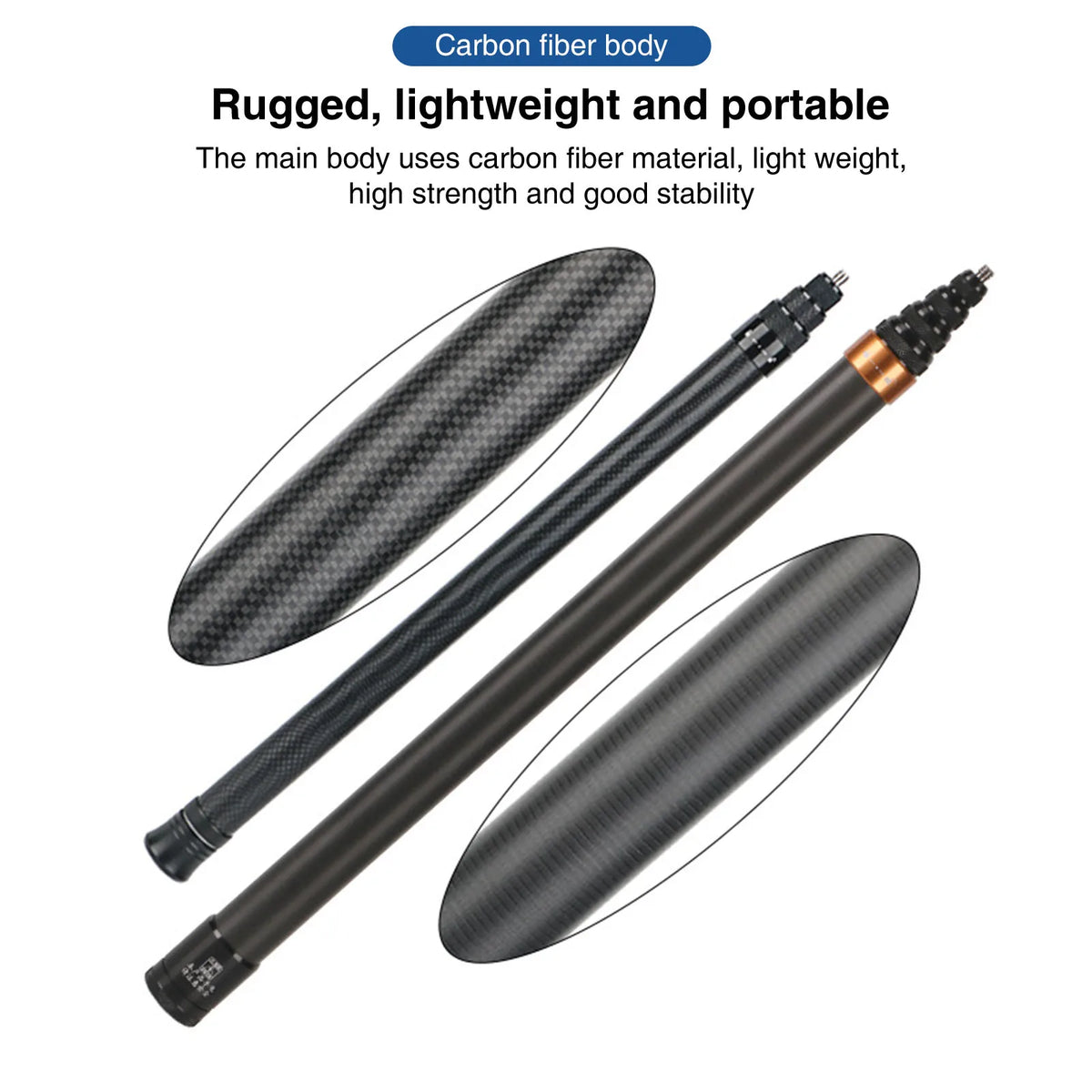 Carbon Fiber Selfie Stick for DJI Osmo Action Insta360 GoPro Action Camera Extended Sticks with 1/4" Hole for Tripod